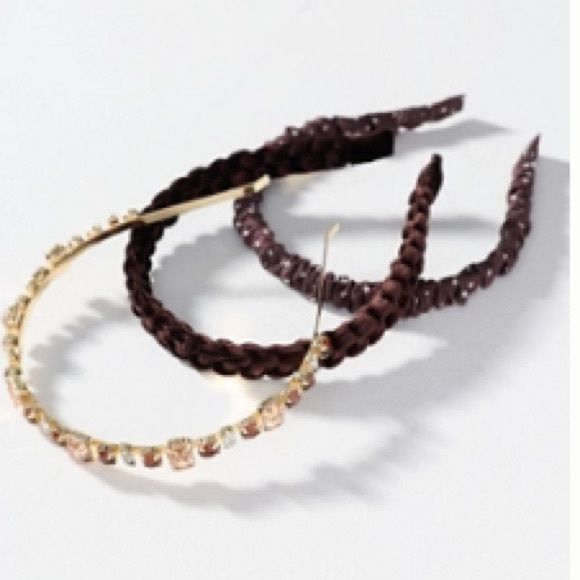 Anthropologie Accessories - Anthropologie NWT Set of 3 Assorted Crystal Headbands- Brown Animal